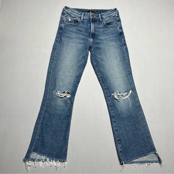 Mother The Insider Crop Step Fray Jeans in Reckless On A Shiny White Vespa Sz 25 - Picture 1 of 15